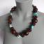 070 necklace wooden round rolls with Turquoise