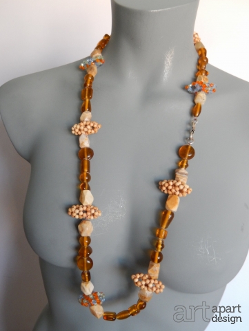 032 necklace long honey coloured, elements, soap stone