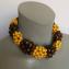 005 choker geel bruin houten kralen